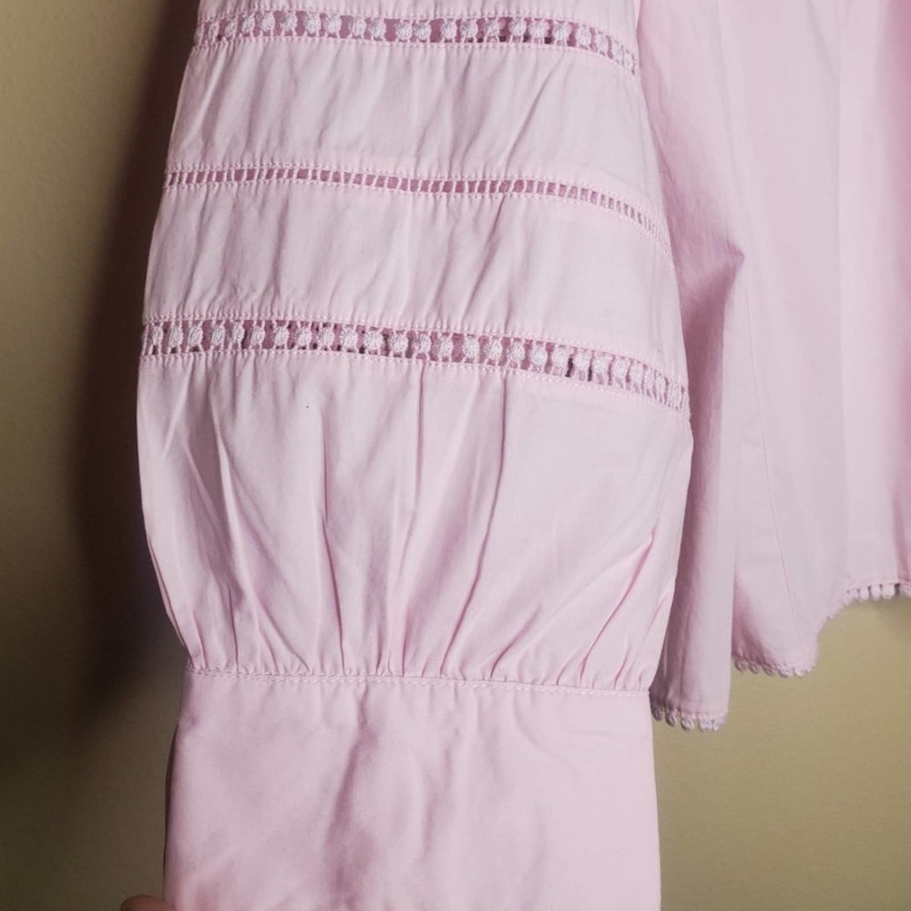 NEW J.Crew Crocheted Lace Ruffle Top Pink Large - Picture 6 of 11